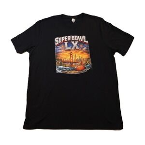 Bella+Canvas Mens XL T-Shirt Black Super Bowl LX San Francisco Graphic Tee